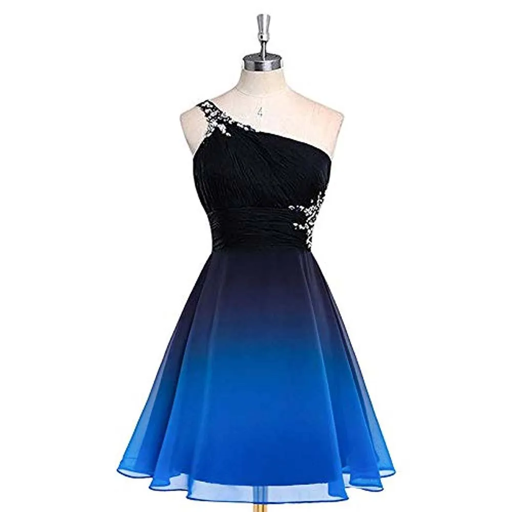 sd-hk Gradient Formal Evening Gowns Beaded Ombre Chiffon Long Prom Dresses