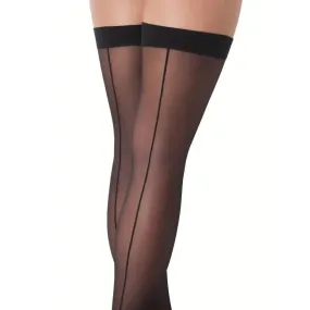 Sexy Sheer Black Thigh-high Stockings for Women with Back Seam