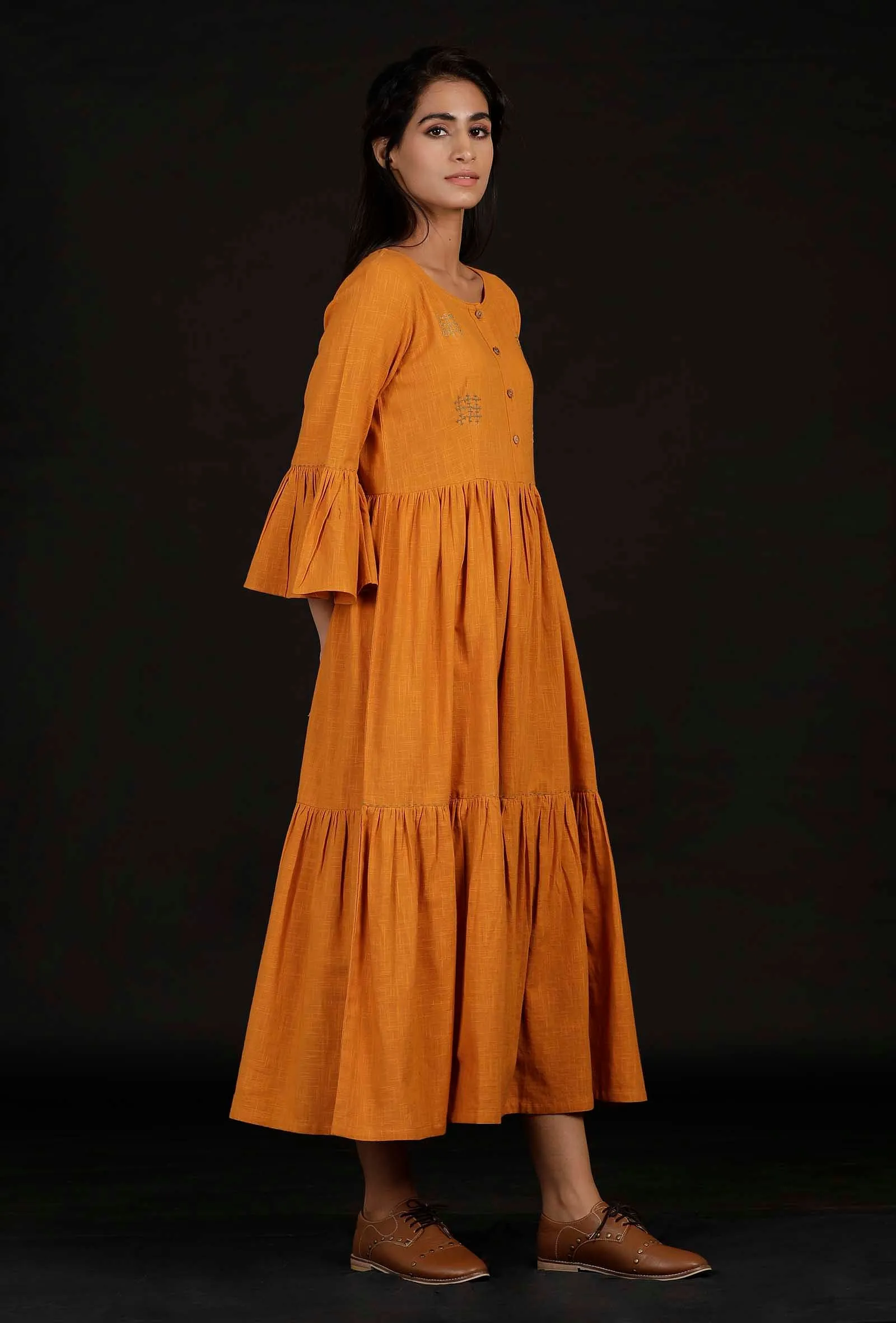 Tangerine Orange Flared Dress