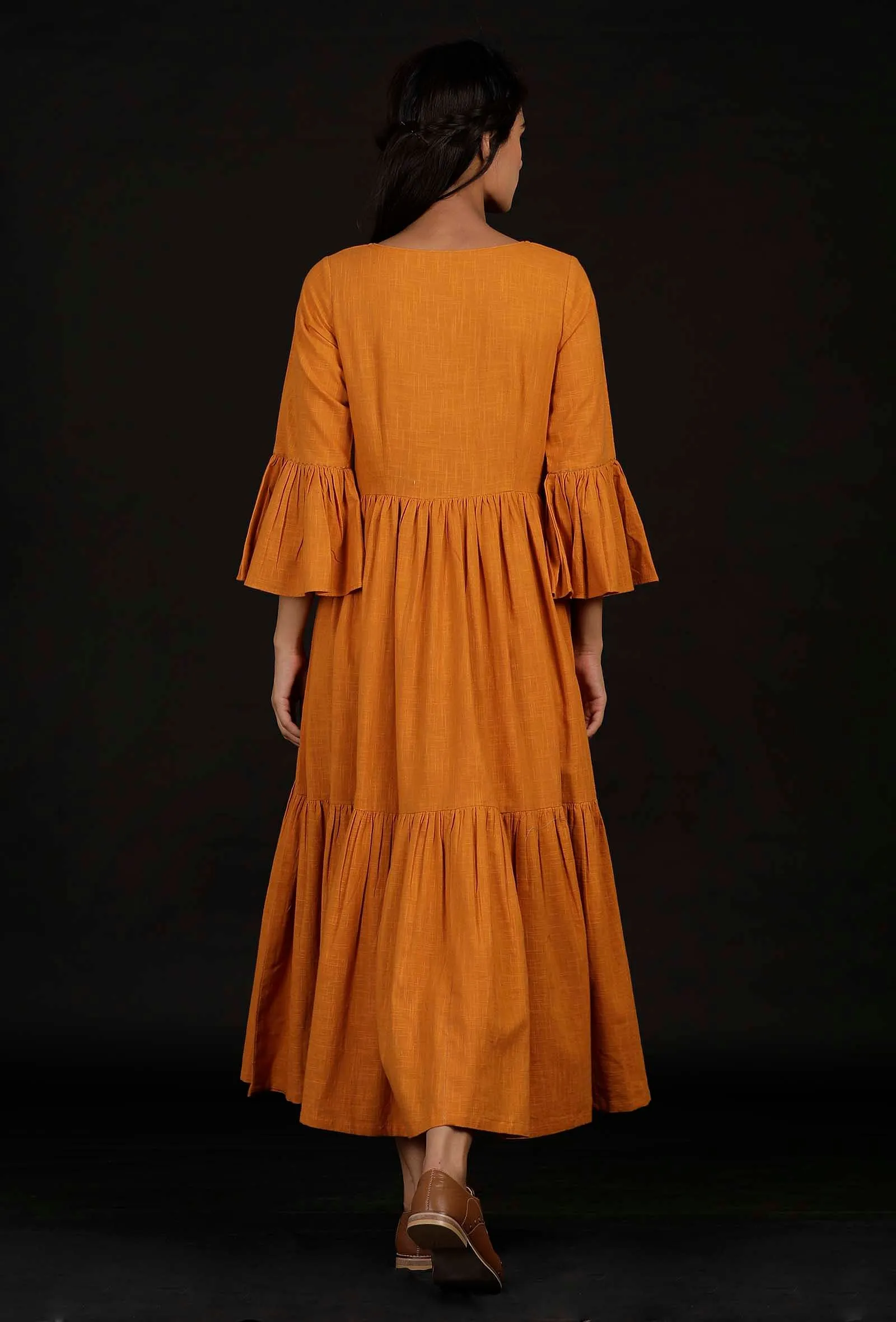 Tangerine Orange Flared Dress