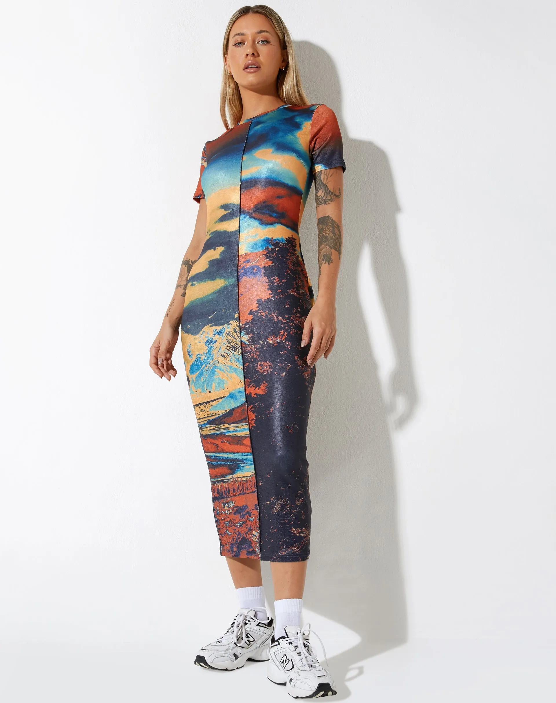 Tapaki Midi Dress in Heat Map