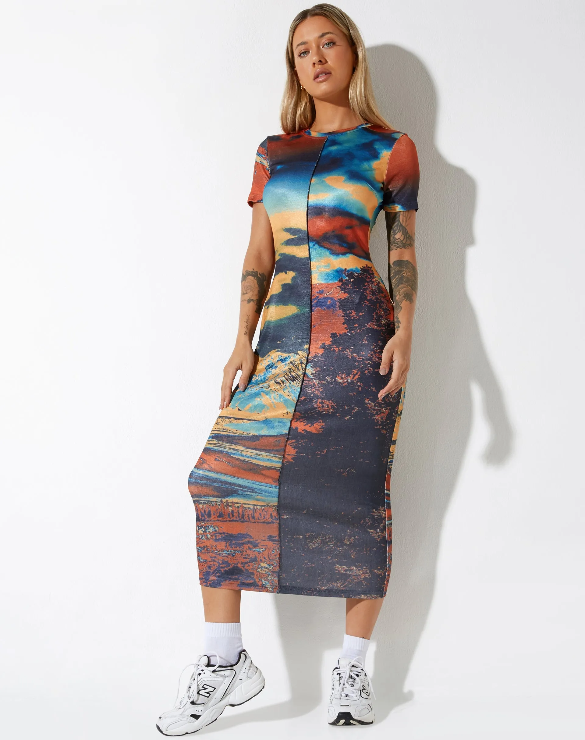 Tapaki Midi Dress in Heat Map