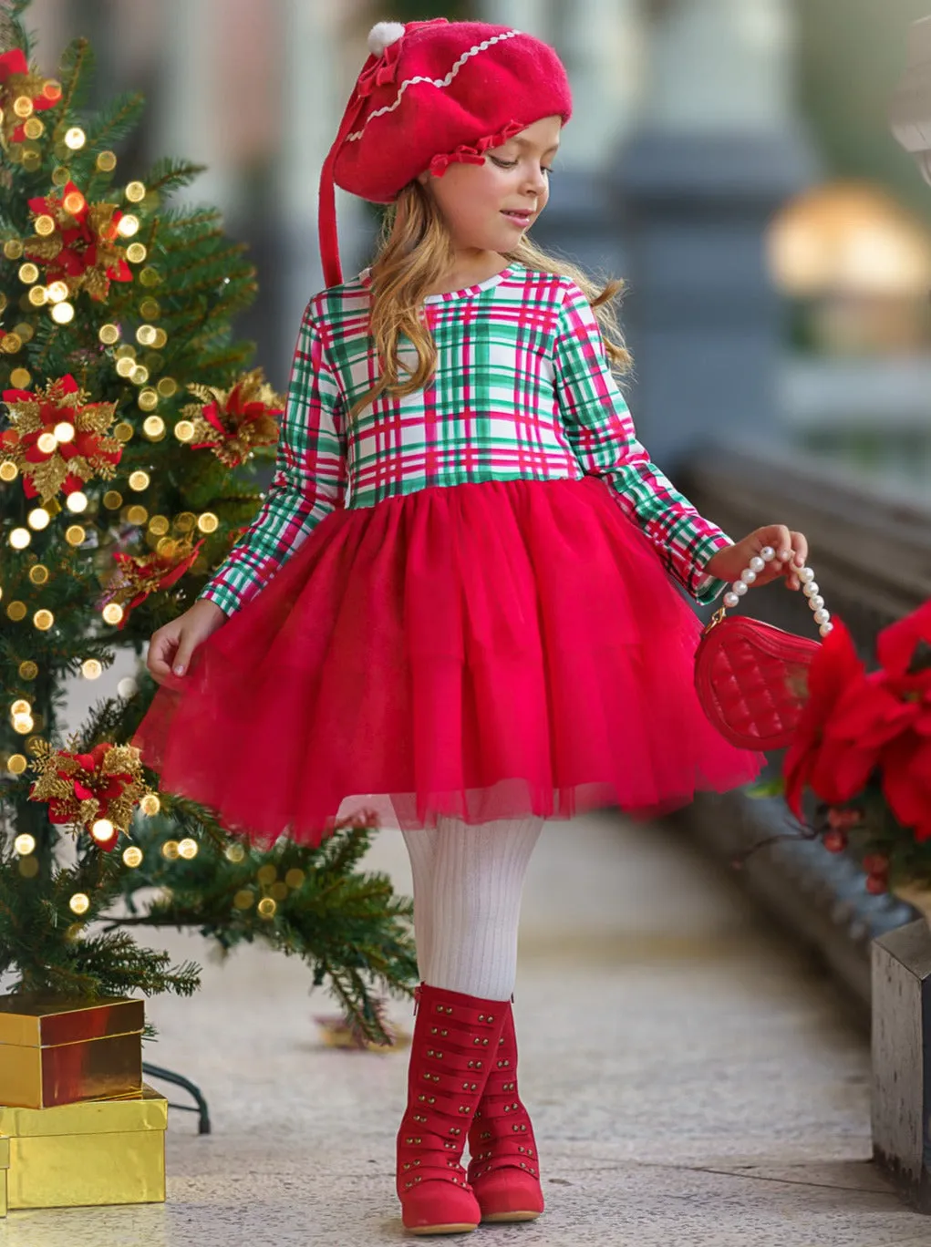 The Best Gift Green Plaid Holiday Tutu Dress