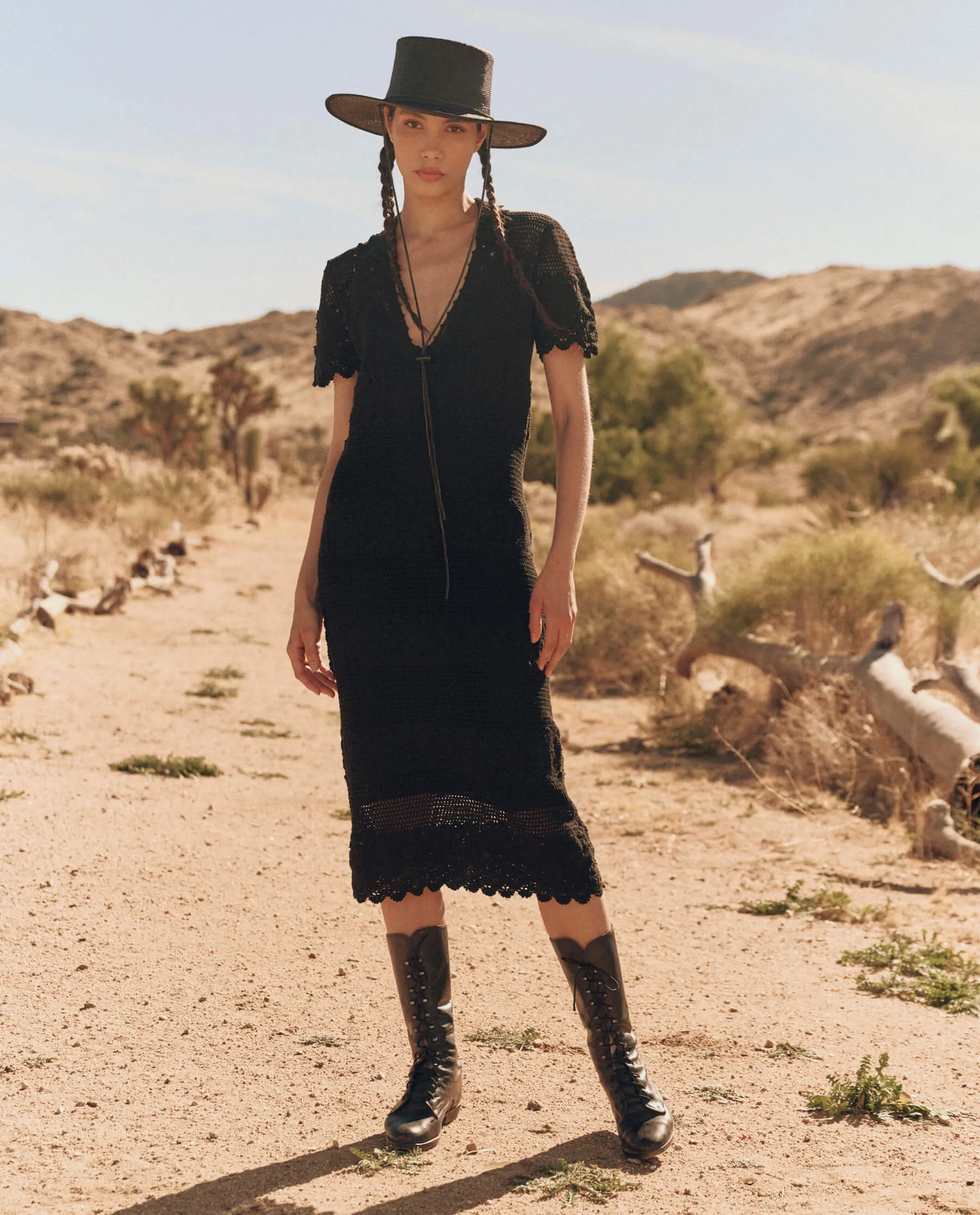 The Crochet Polo Dress. -- Black