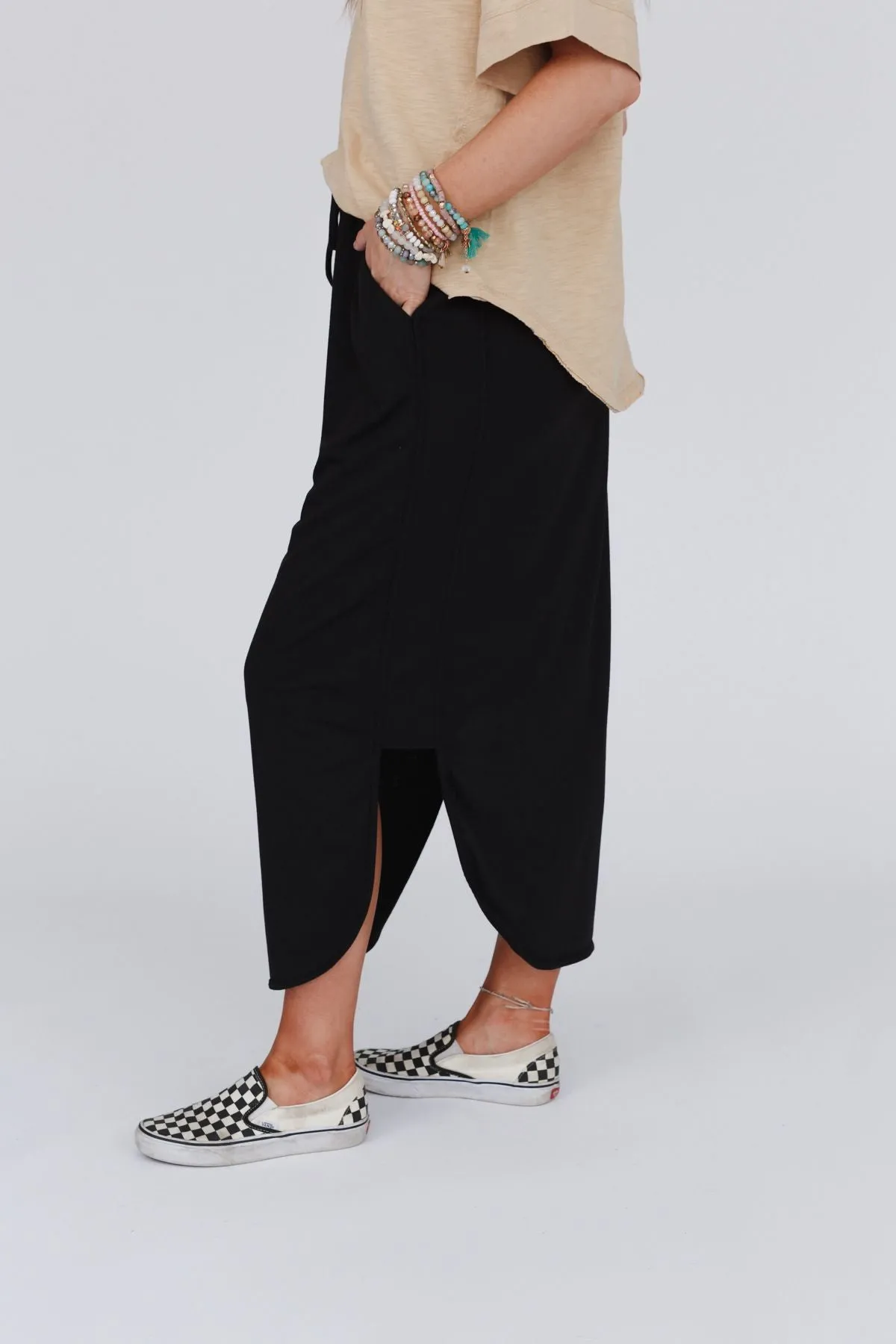 The Nest So Comfy Drawstring Maxi Skirt - Black