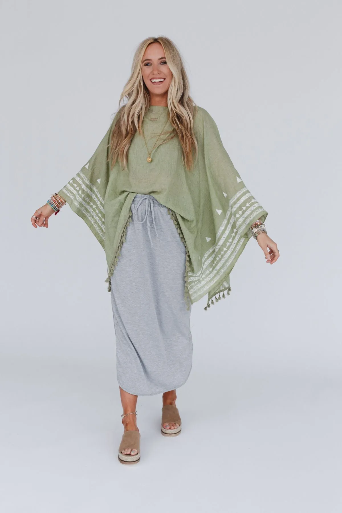 The Nest So Comfy Drawstring Maxi Skirt - Heather Gray