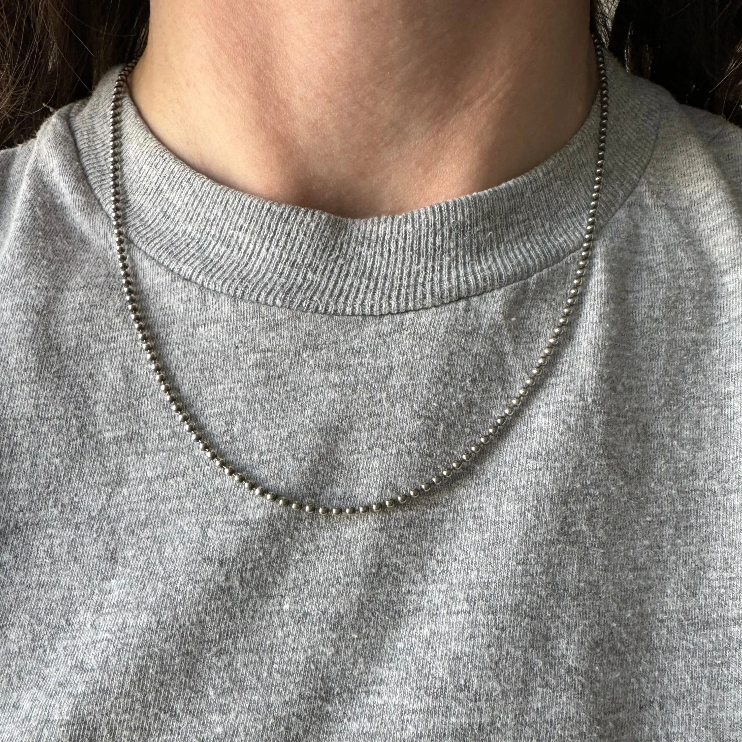 V I N T A G E // classic ball bead / sterling silver ball bead necklace chain / 18"