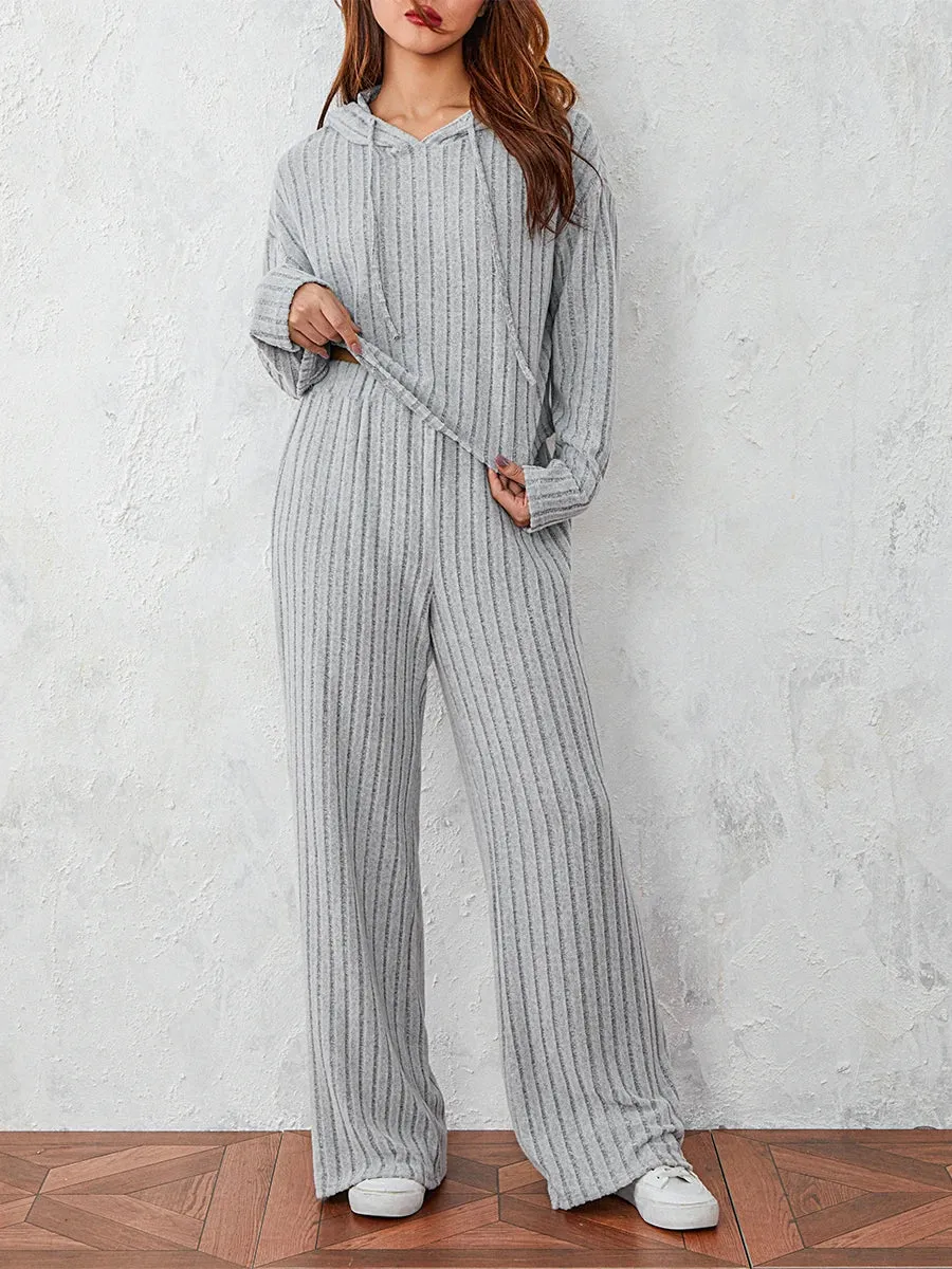 V-neck Lounge Sleepwear Cozy Comfy Bottoms Ribbed Pants