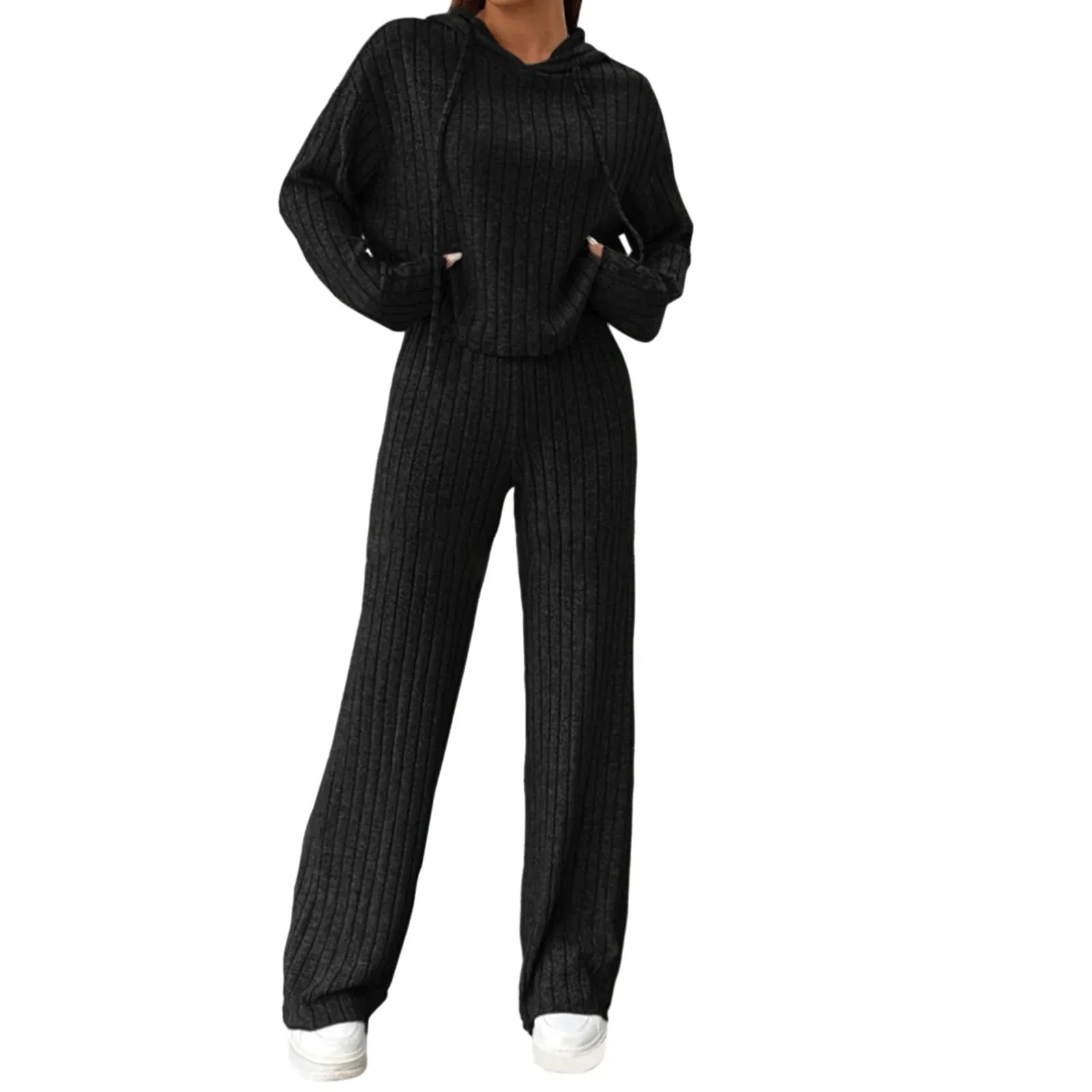 V-neck Lounge Sleepwear Cozy Comfy Bottoms Ribbed Pants