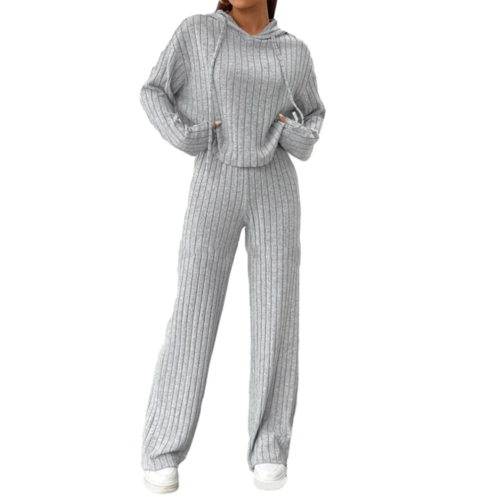 V-neck Lounge Sleepwear Cozy Comfy Bottoms Ribbed Pants