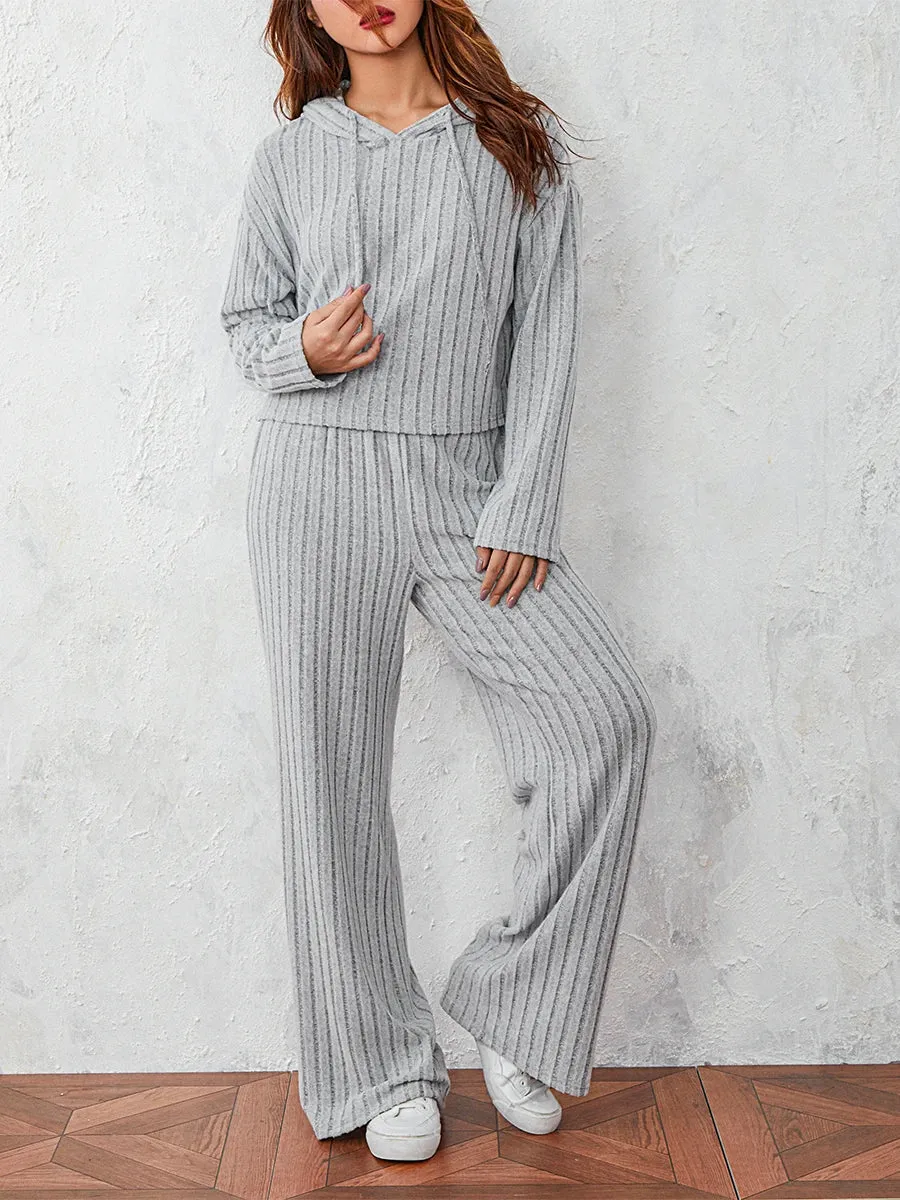 V-neck Lounge Sleepwear Cozy Comfy Bottoms Ribbed Pants