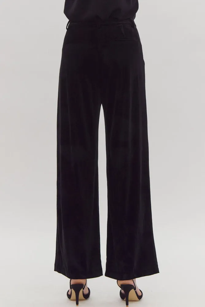 Velvet HW Wide Leg Pants in Black by Entro