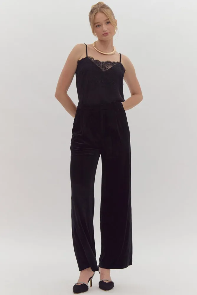 Velvet HW Wide Leg Pants in Black by Entro