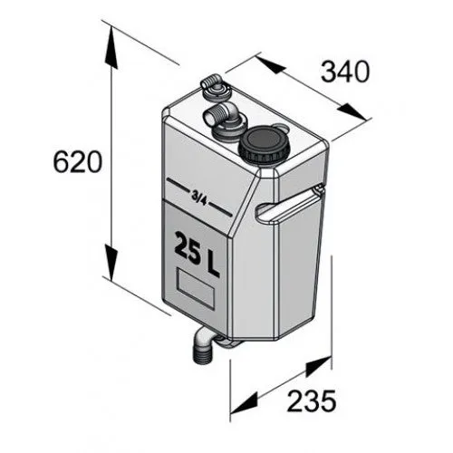 VETUS BULKHEAD MOUNTED WASTE TANK 25L