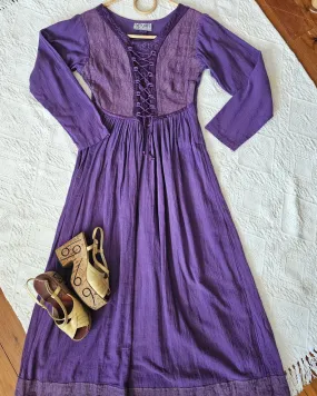 Vintage Boho Corset-Style Purple Maxi Dress S