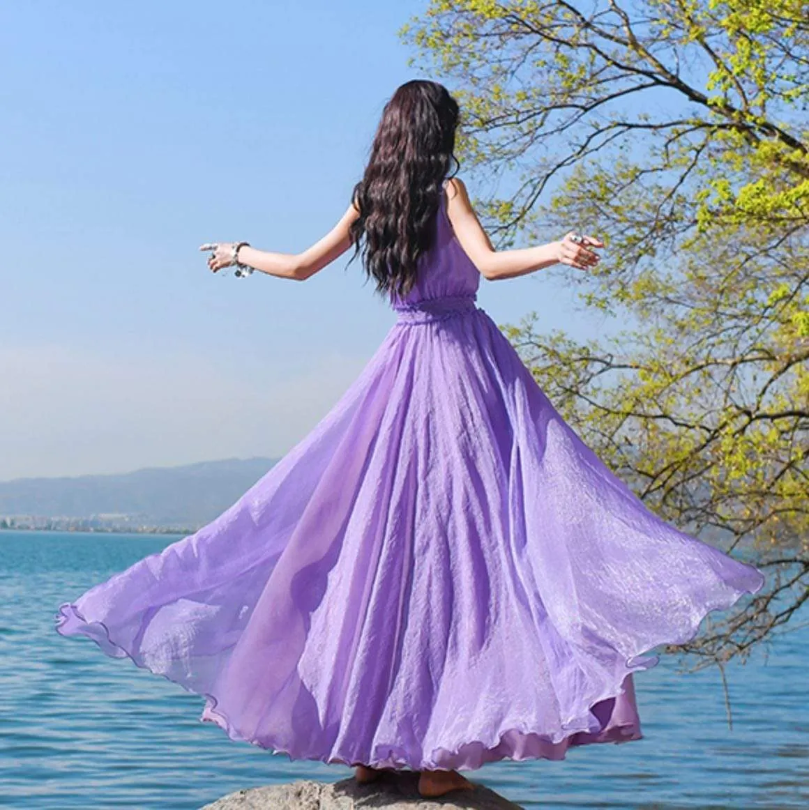 Vintage Purple Bohemian Dress | Mandala