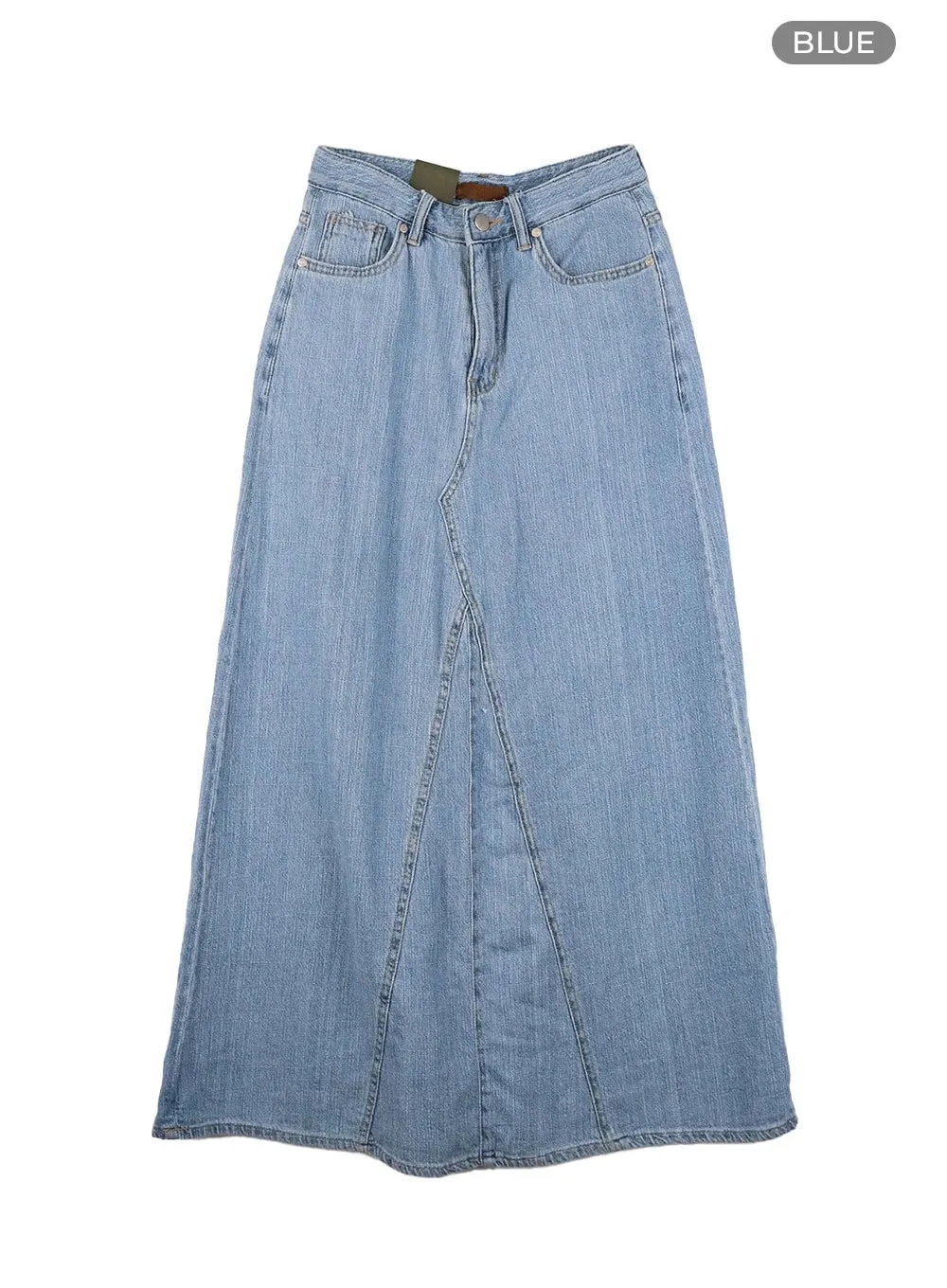 Vintage Washed Maxi Denim Skirt CY414