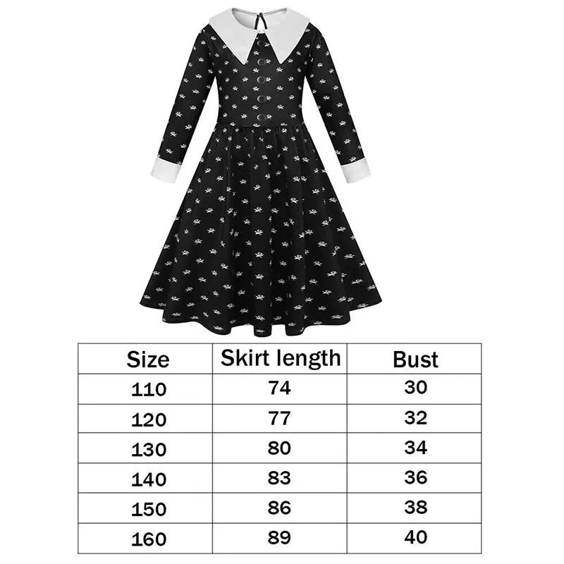 Wednesday Addams Cosplay Flower Print Dress