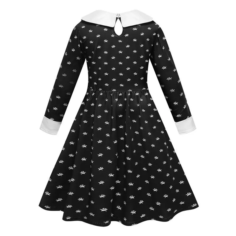 Wednesday Addams Cosplay Flower Print Dress