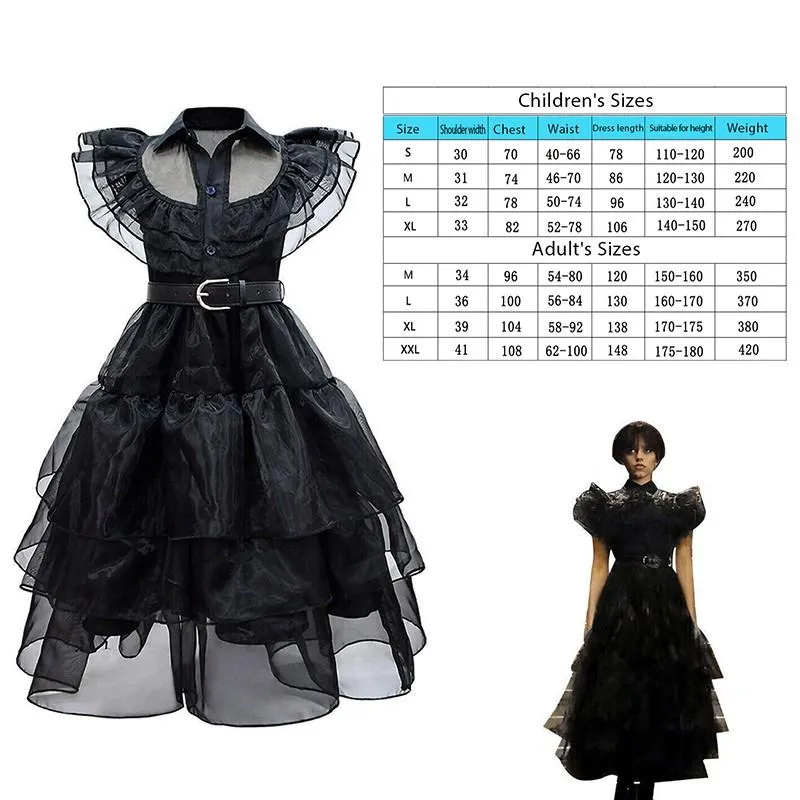 Wednesday Addams Party Dress Costume - Gothic Cosplay Outfit