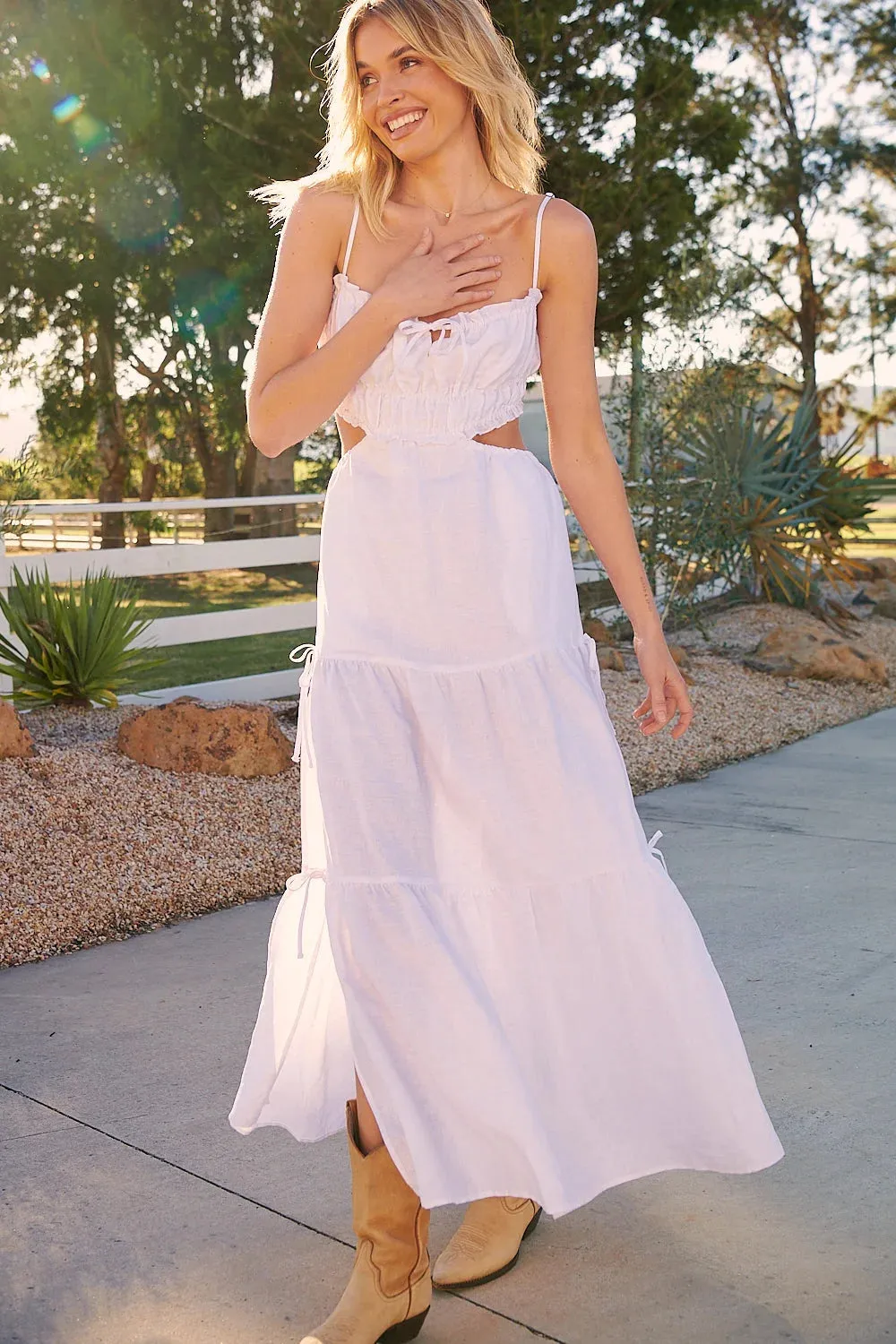 White Koda Linen Maxi Dress -  Wilder Collection