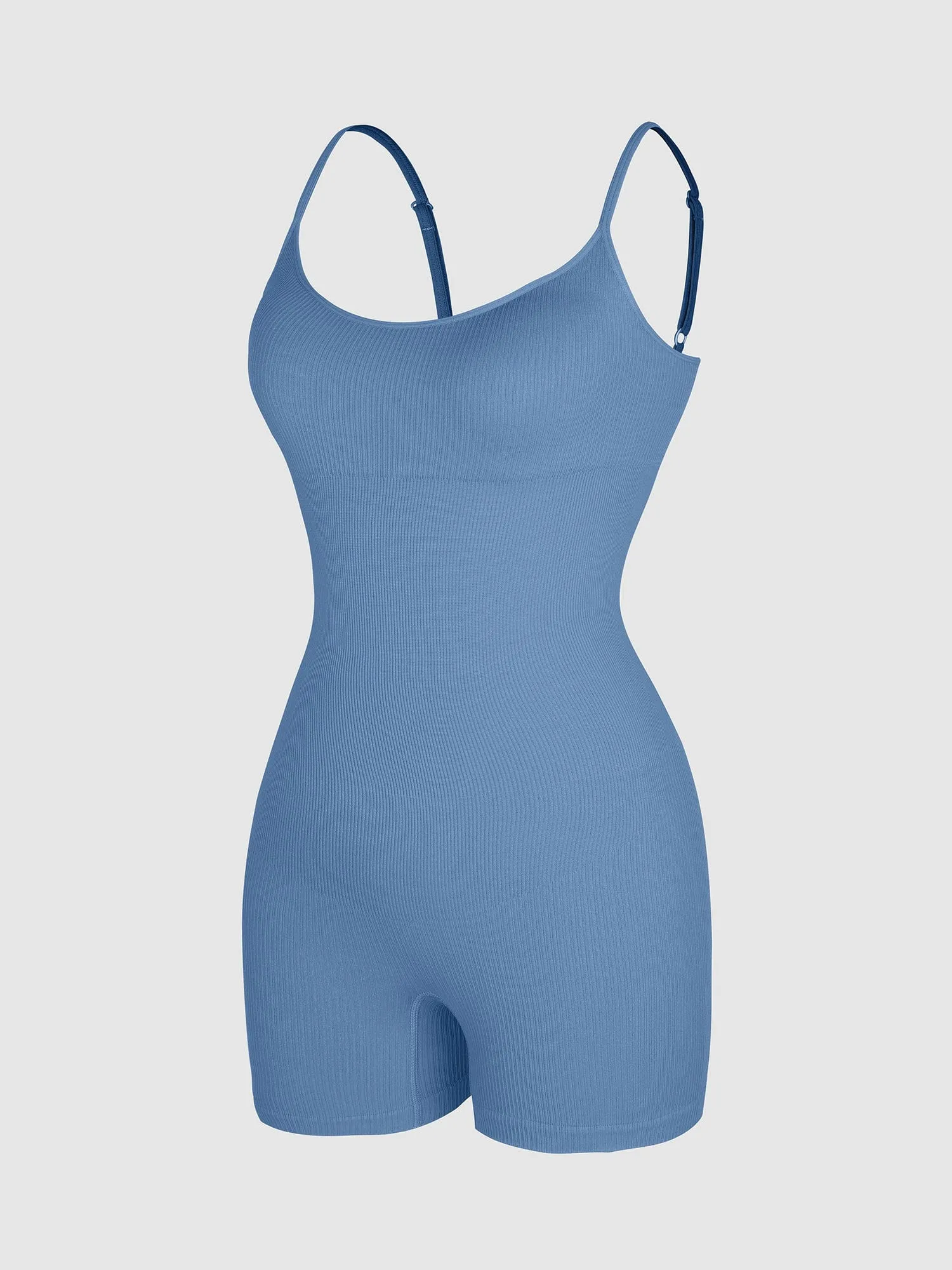 Wholesale Eco-friendly🌿 Seamless Ribbed Tank Shapewear Romper with Adjustable Straps