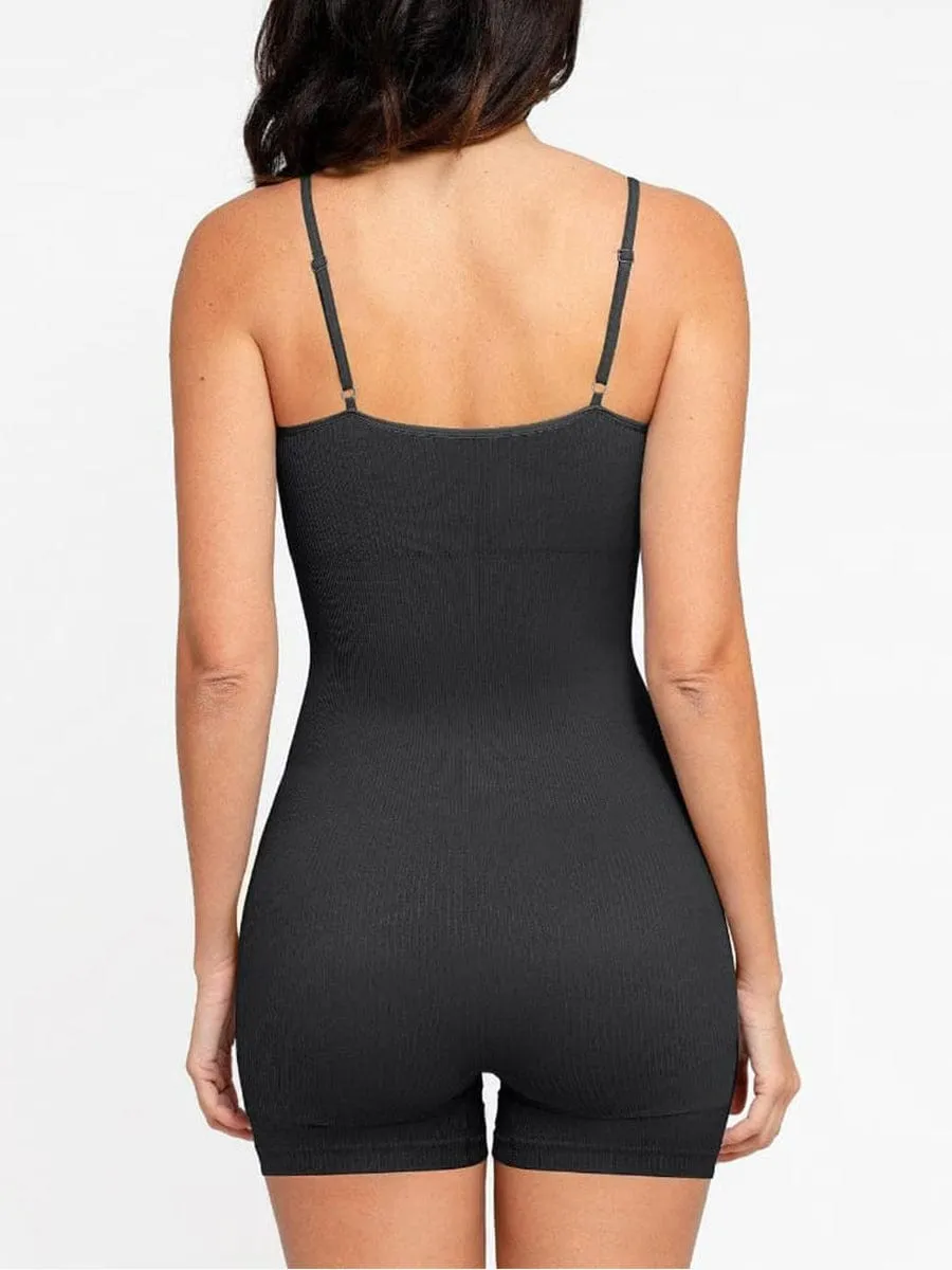 Wholesale Eco-friendly🌿 Seamless Ribbed Tank Shapewear Romper with Adjustable Straps