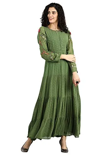 Wishful Rayon Empire Dress (19FES10135-211405_Green_16)