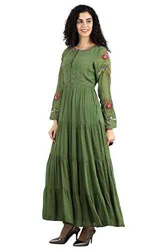 Wishful Rayon Empire Dress (19FES10135-211405_Green_16)