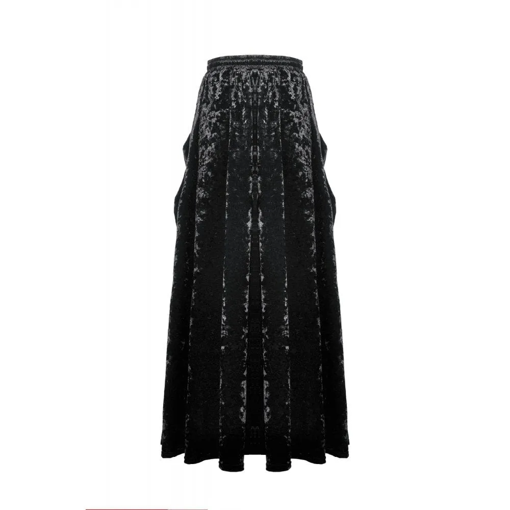 Women's Gothic Strappy Ruffled Layered Velvet Skirt