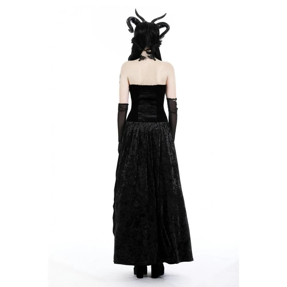 Women's Gothic Strappy Ruffled Layered Velvet Skirt