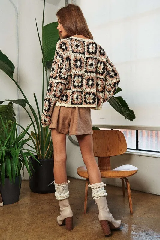 Woodstock Crochet Patchwork Sweater // 2 COLORS