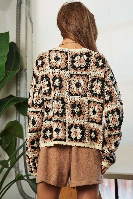 Woodstock Crochet Patchwork Sweater // 2 COLORS