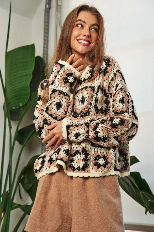 Woodstock Crochet Patchwork Sweater // 2 COLORS