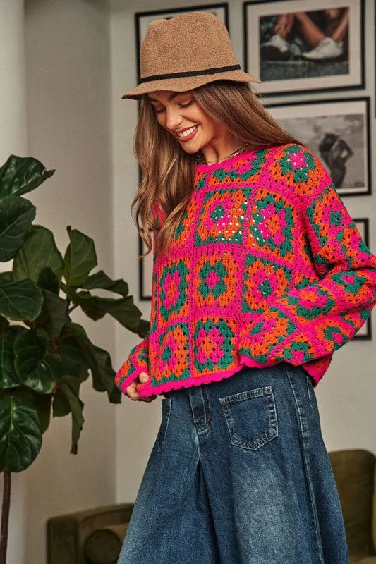 Woodstock Crochet Patchwork Sweater // 2 COLORS