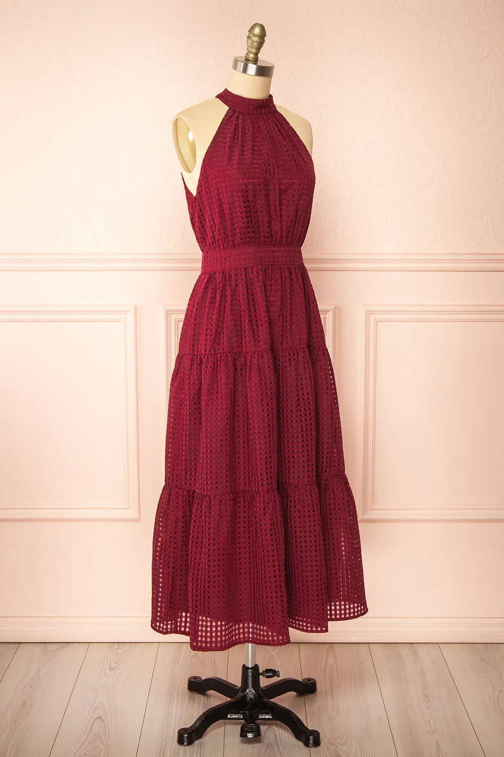 Zassima | Long Burgundy Halter Dress