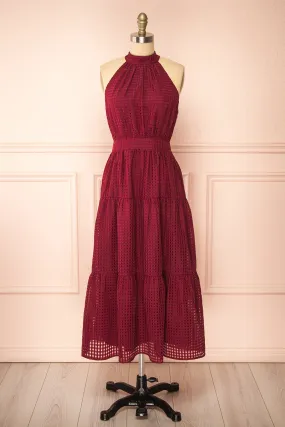 Zassima | Long Burgundy Halter Dress