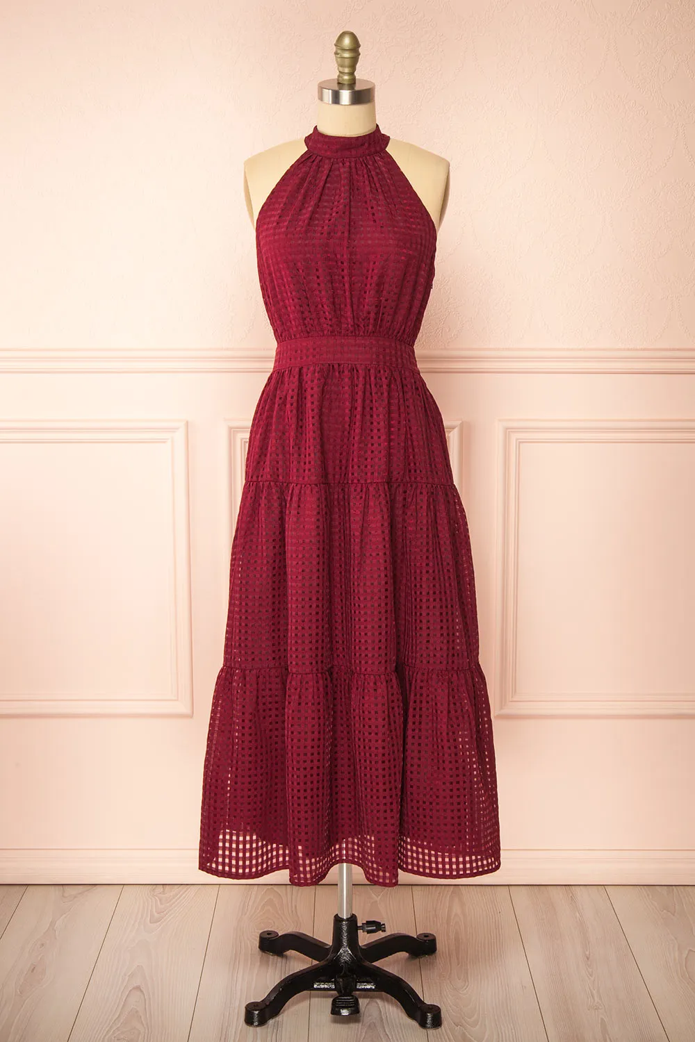 Zassima | Long Burgundy Halter Dress