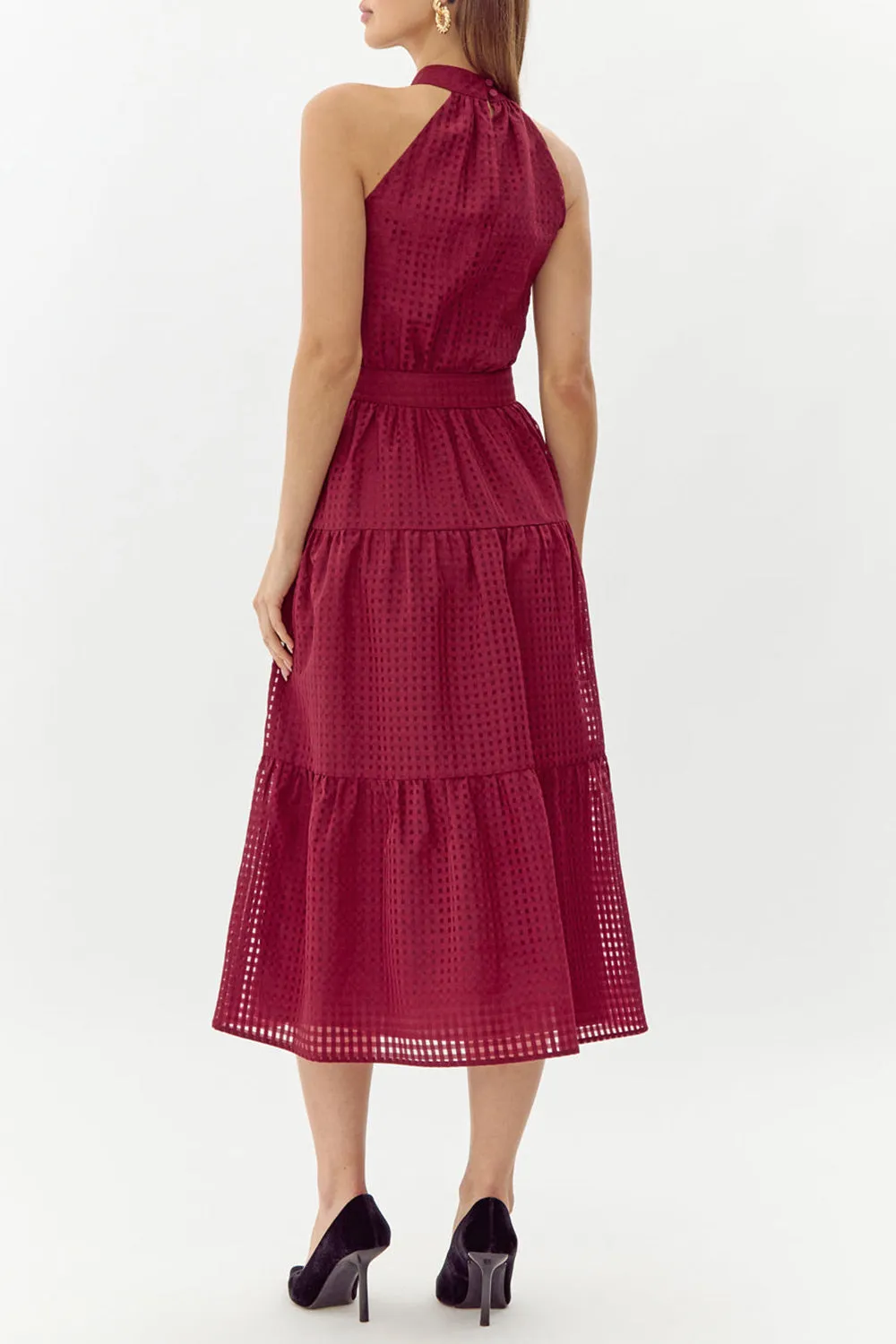 Zassima | Long Burgundy Halter Dress