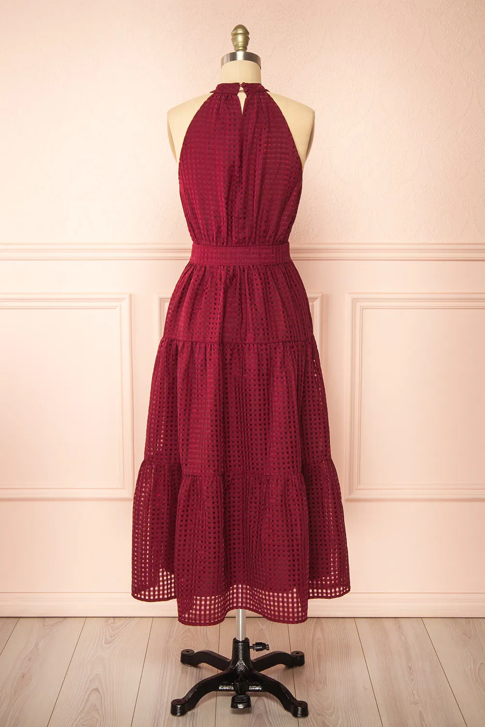 Zassima | Long Burgundy Halter Dress